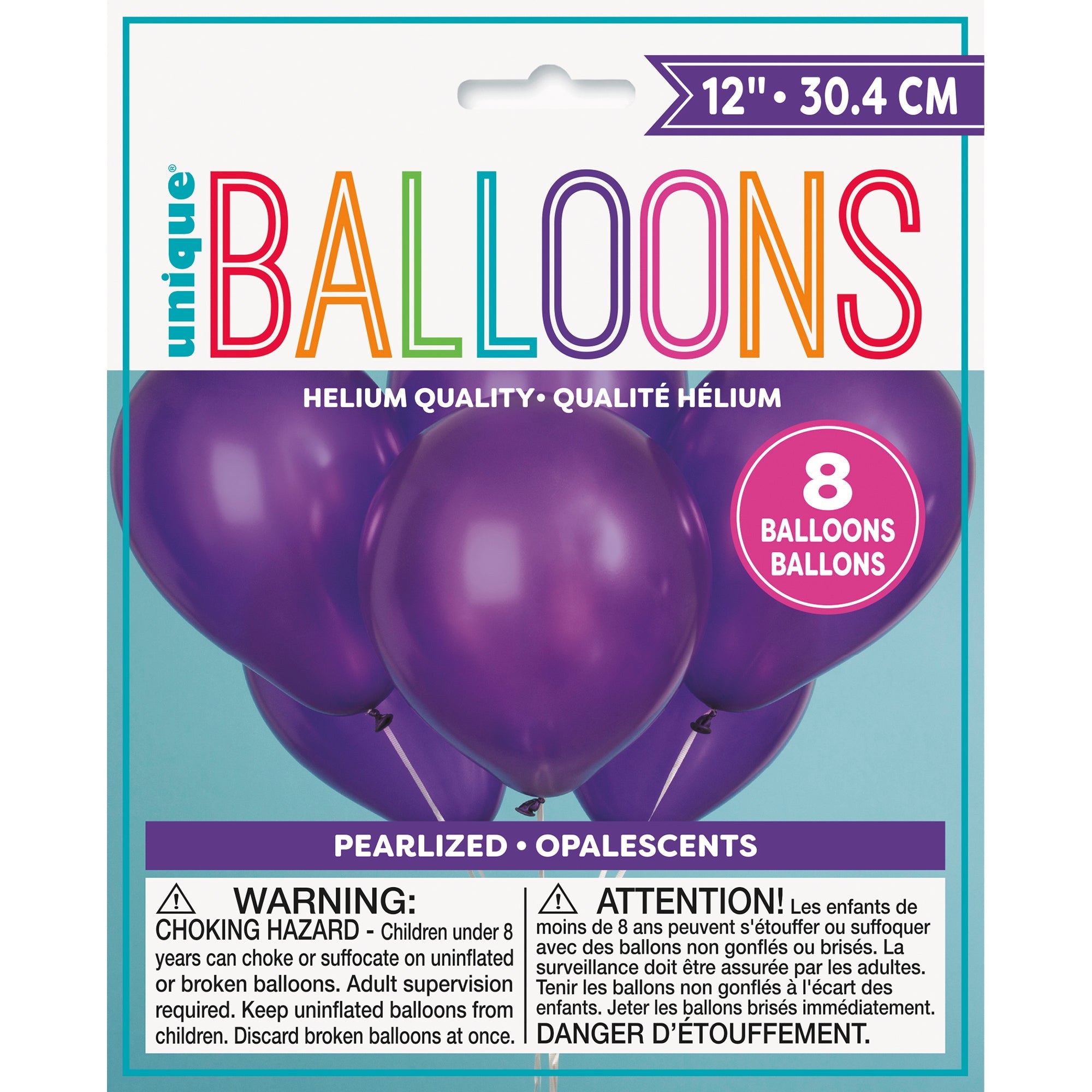 8 Latex Pearlized Balloons 12in Concord Purple
