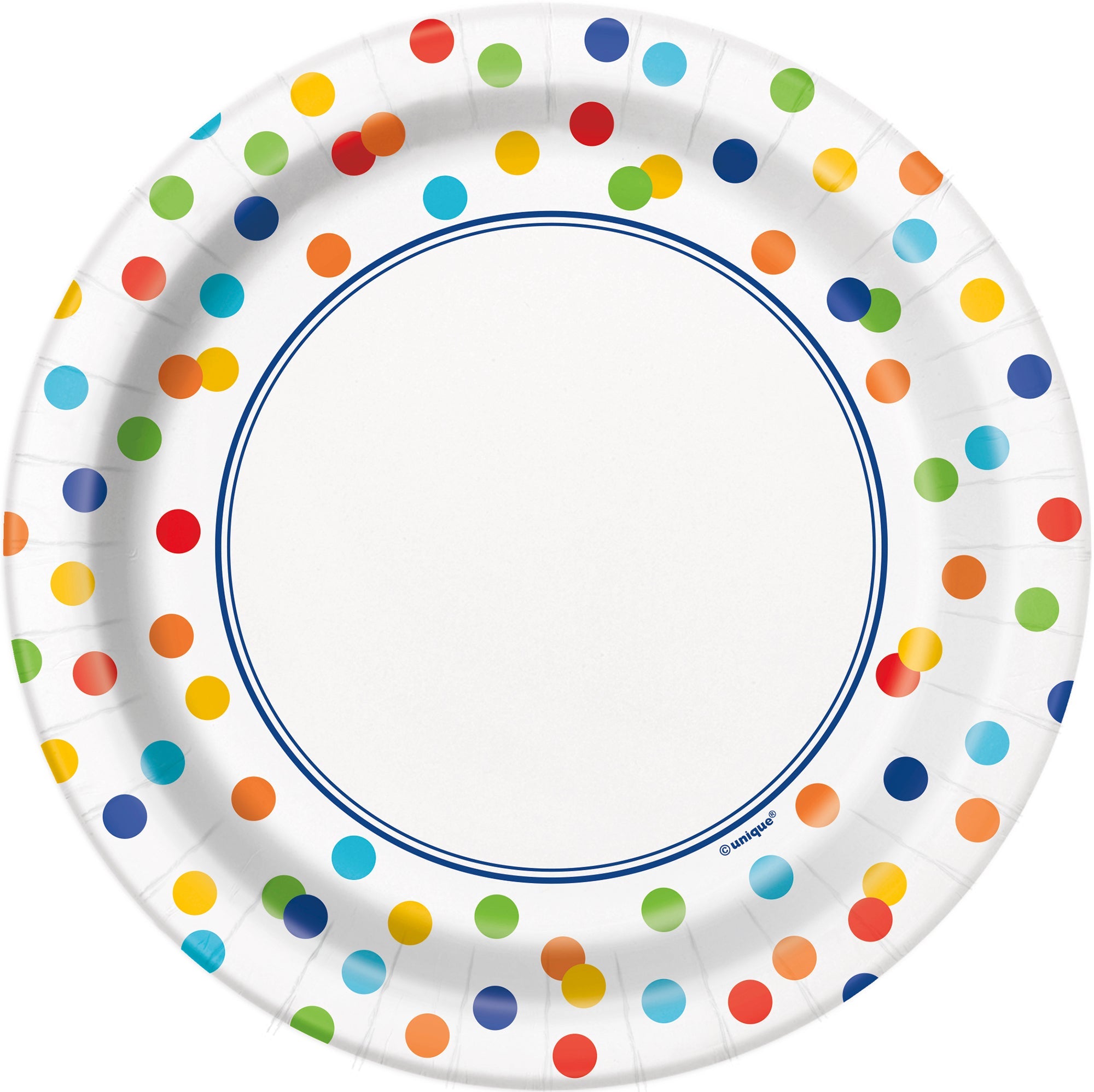 Rainbow Polka Dots 8 Round Paper Plates 9in