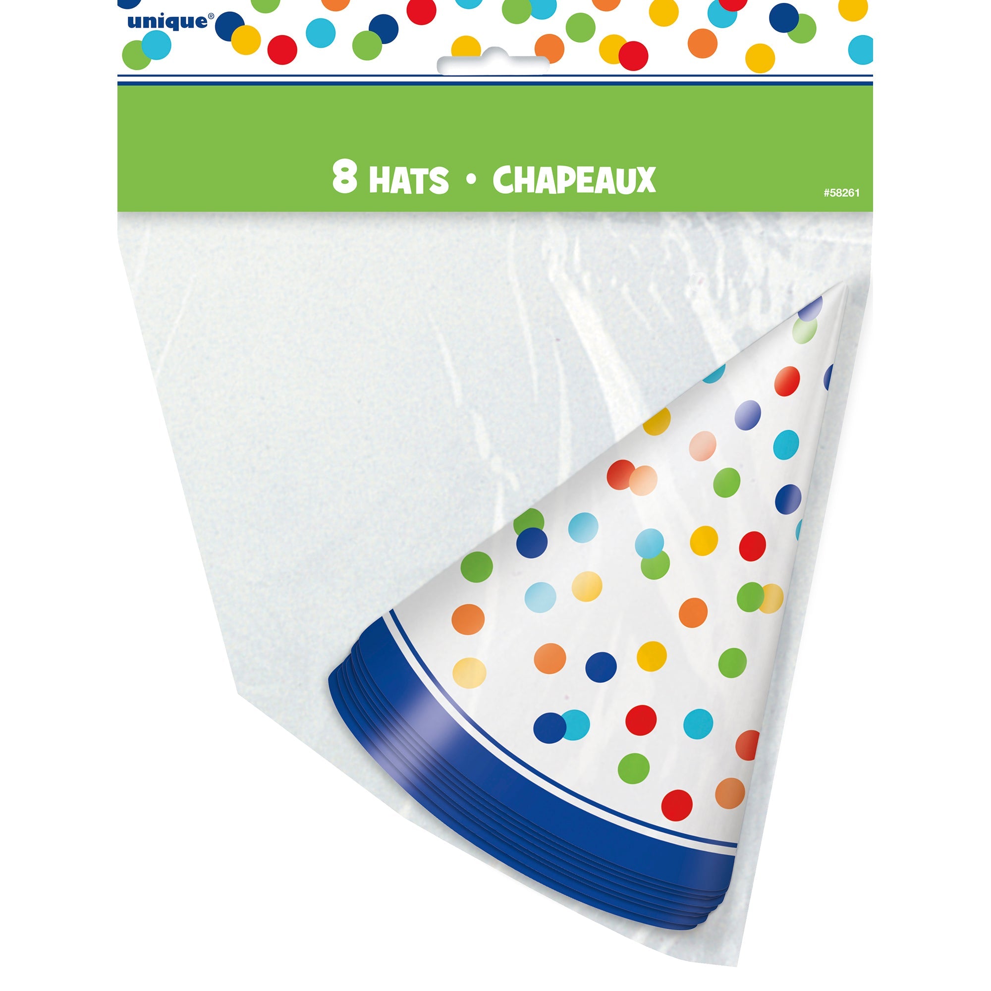 Rainbow Polka Dots 8 Party Hats