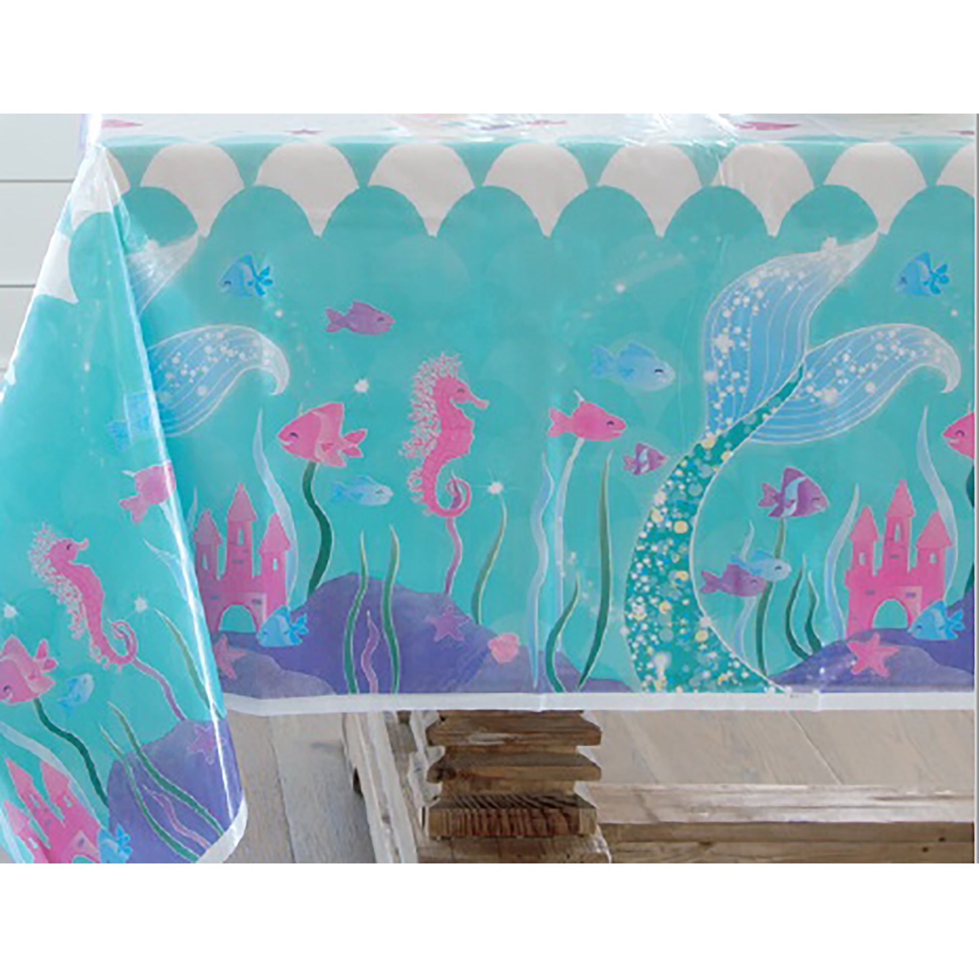 Mermaid Plastic Table Cover 54x84in
