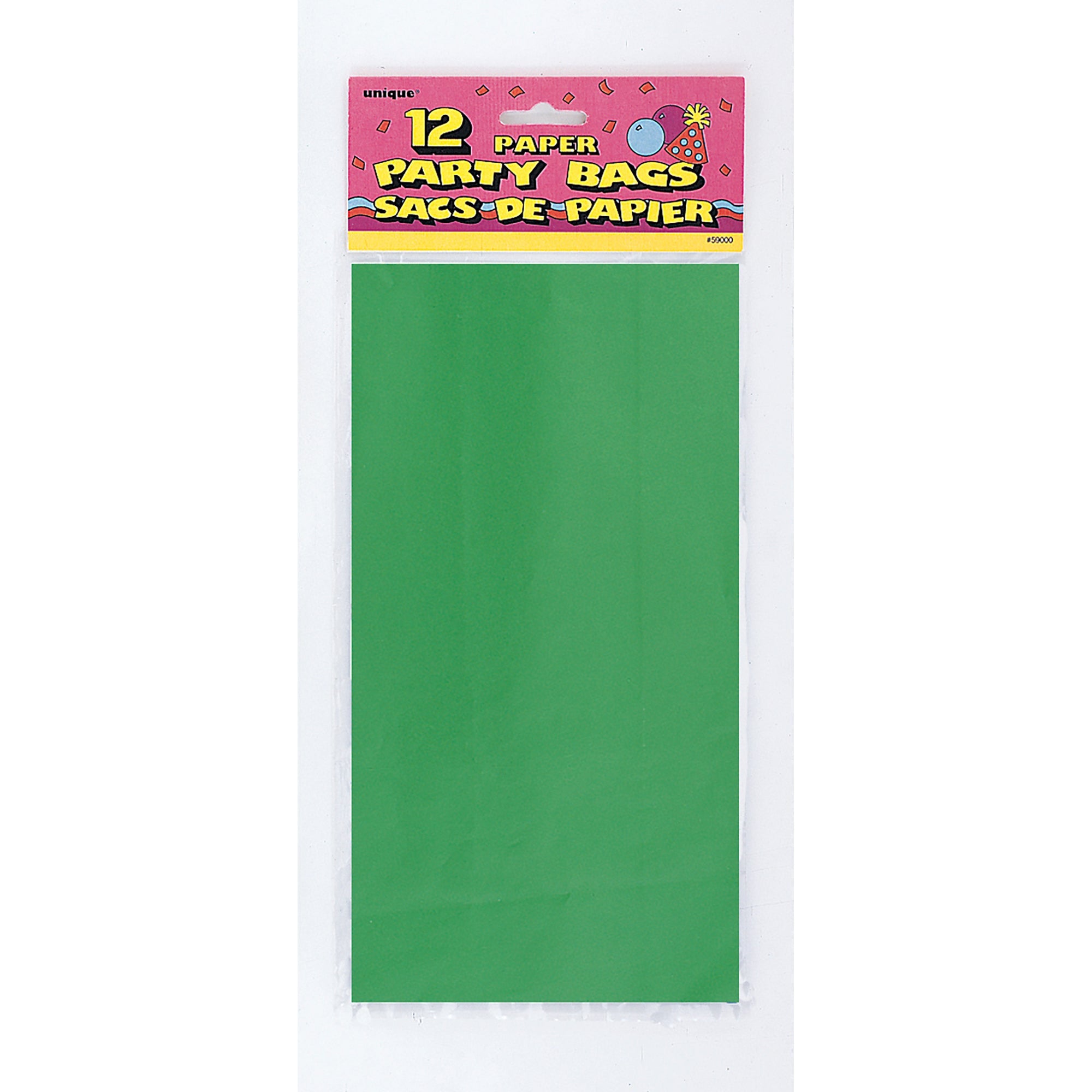10 Party Paper Bags Green 10H x 5W in