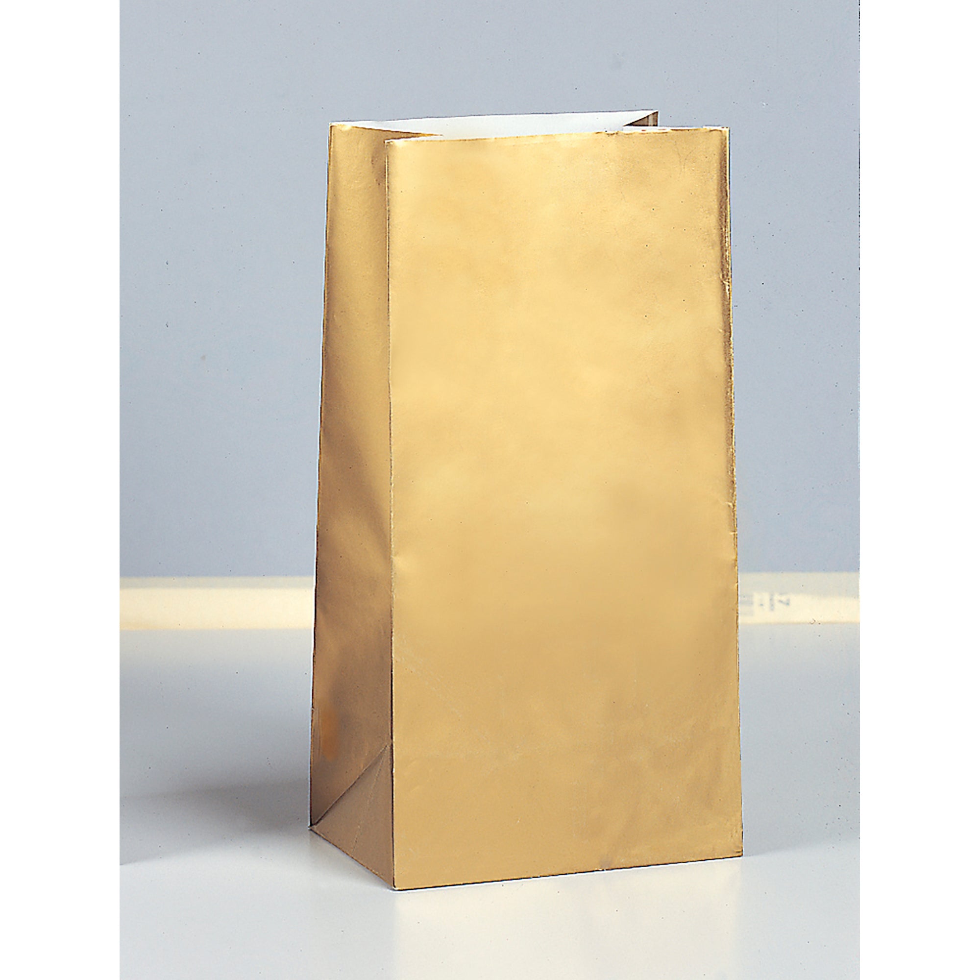 10 Party Paper Bags Gold Metallic 10H x 5W in