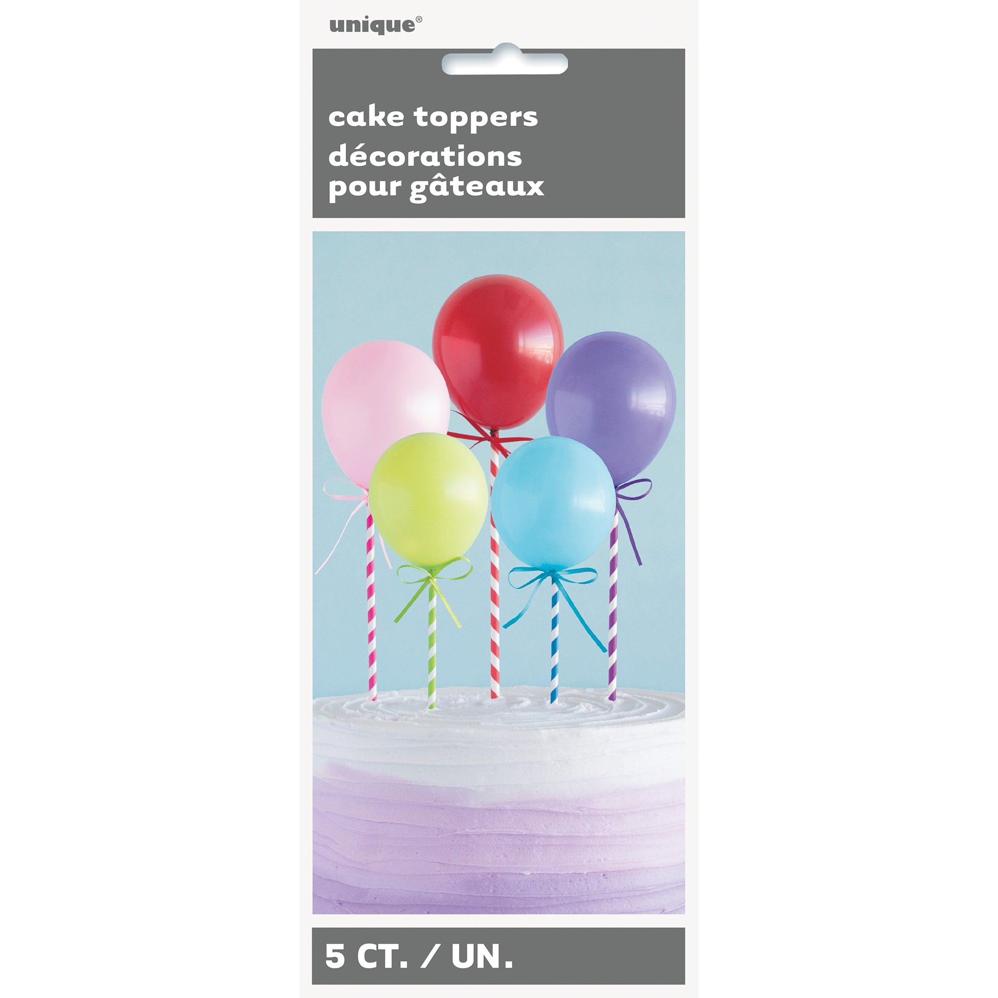 5 Mini Balloons Stick Cake Toppers 5in