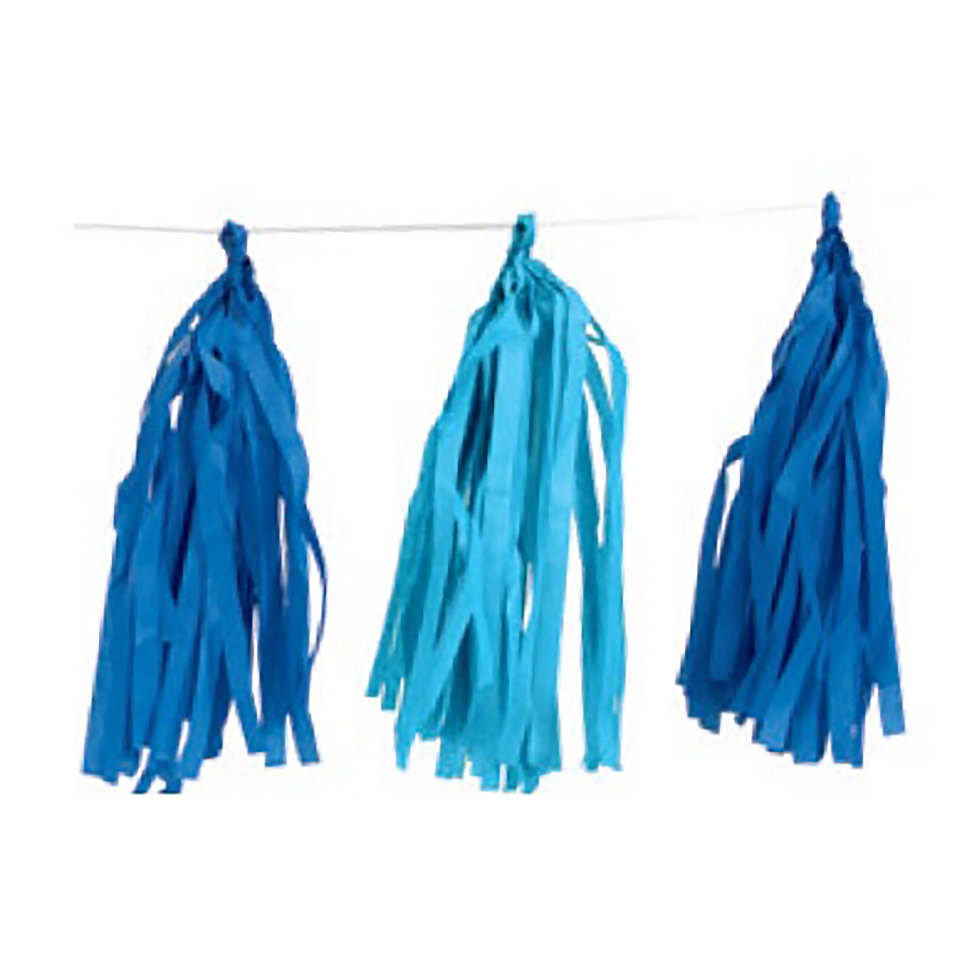 Tissue Tassel Garland Royal and Light Blue 9ft Contains 15 Tassels