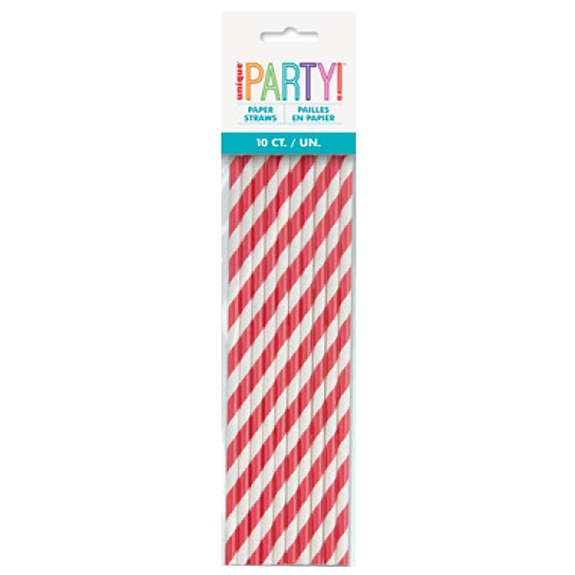 40 Paper Straws Red and White