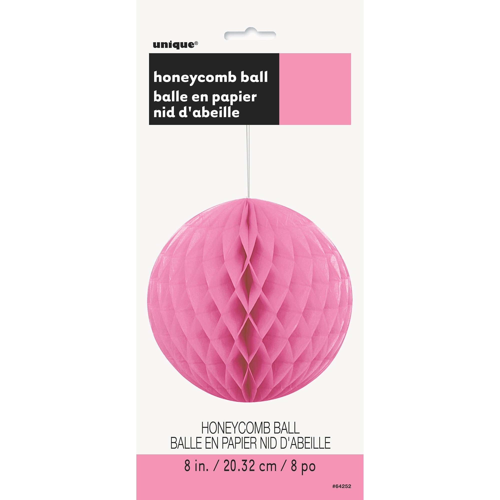 Honeycomb Ball Hot Pink 8in