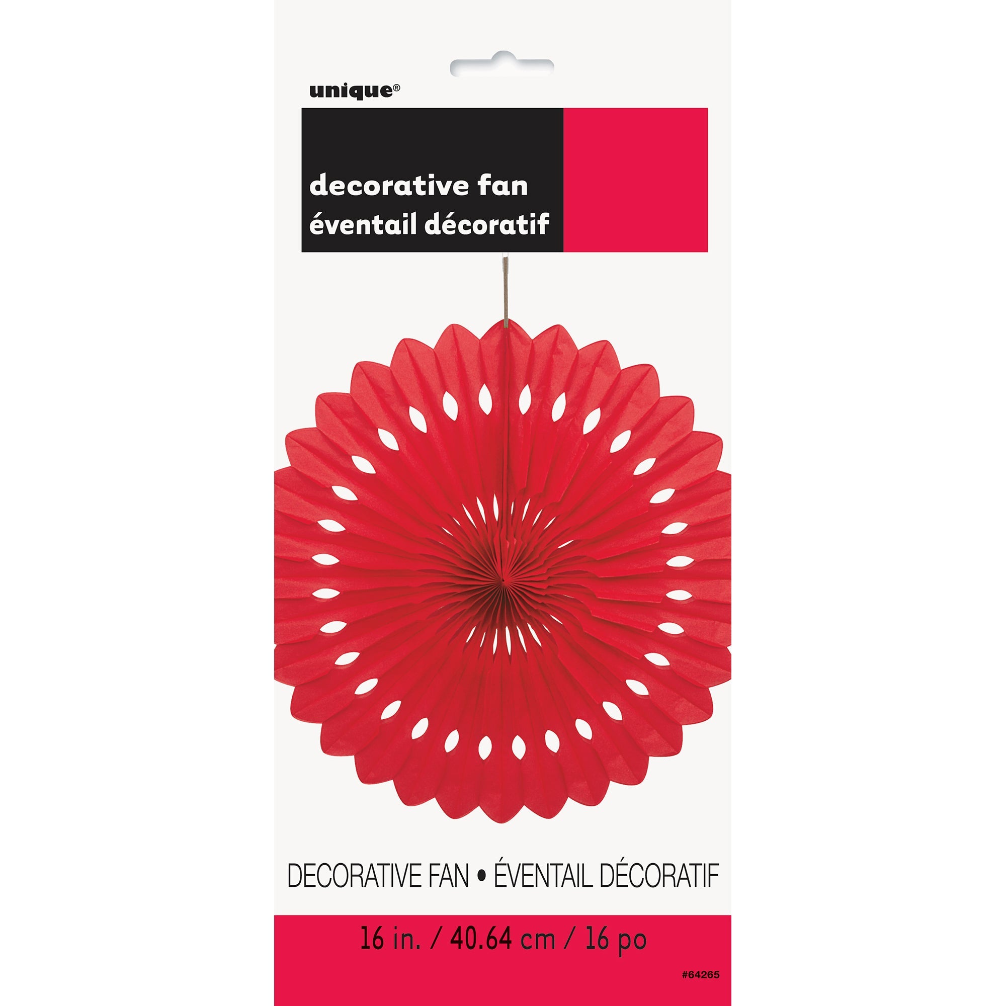 Decorative Fan Red Tissue 16in