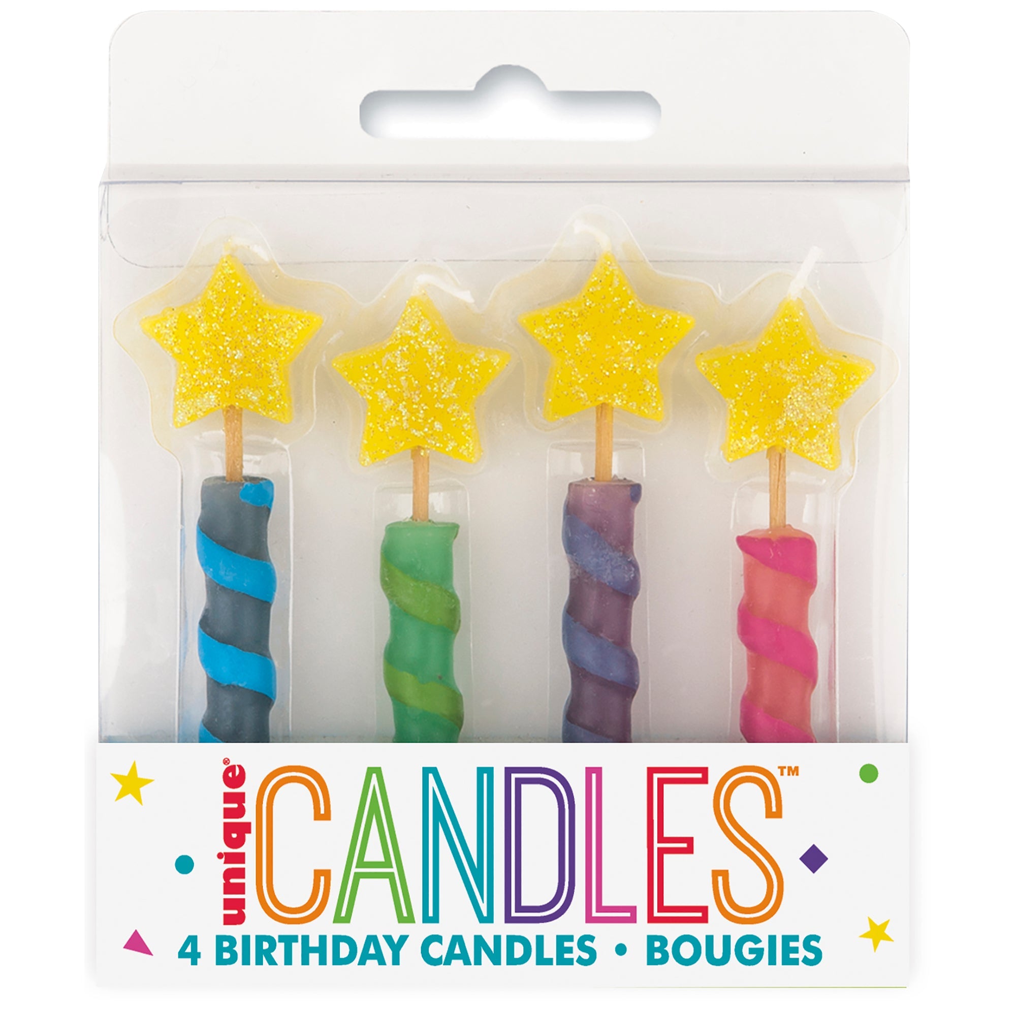 4 Star Top Candles Assorted Colors 3in