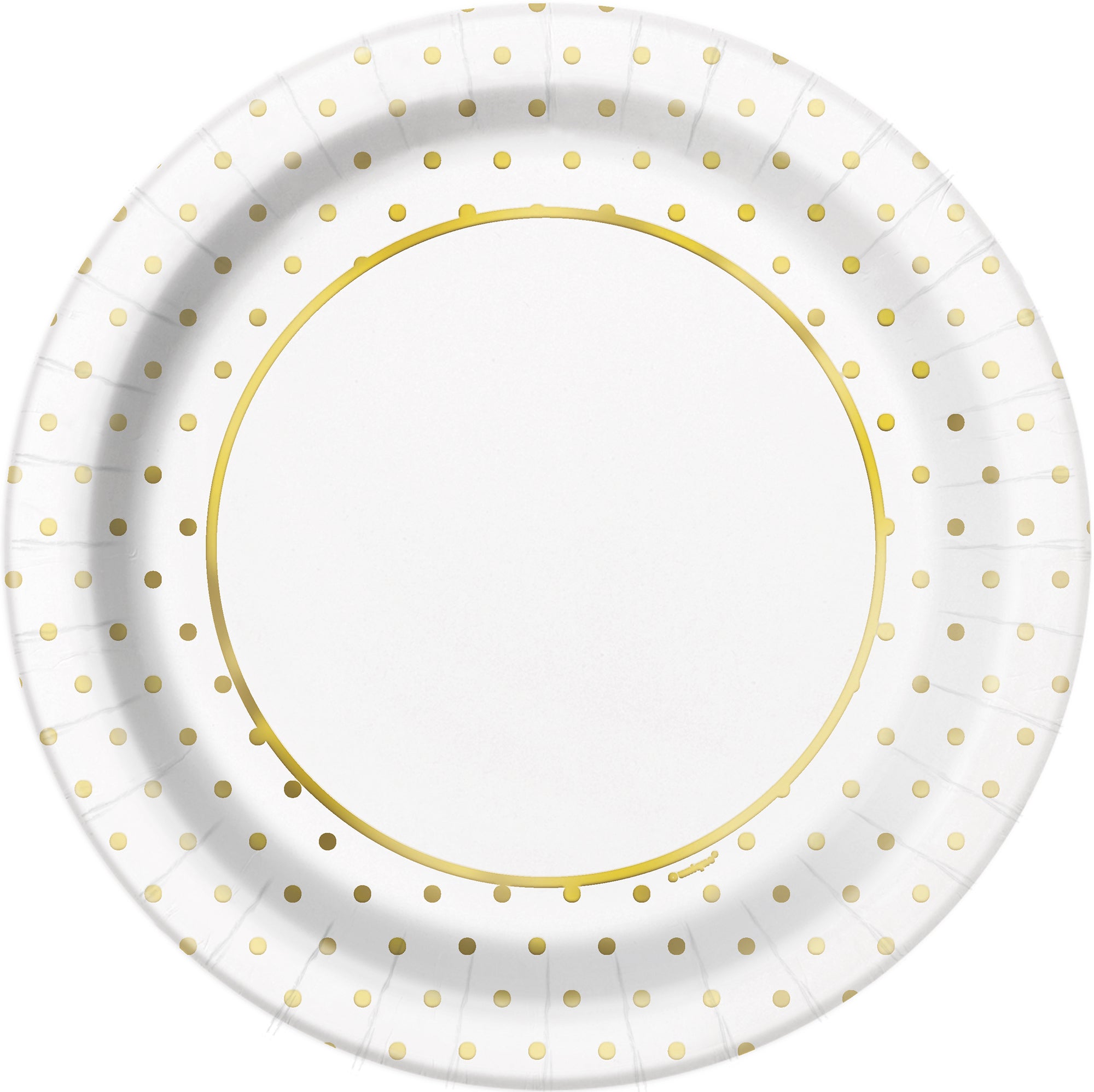 Elegant Gold Dots 8 Round Paper Plates 9in