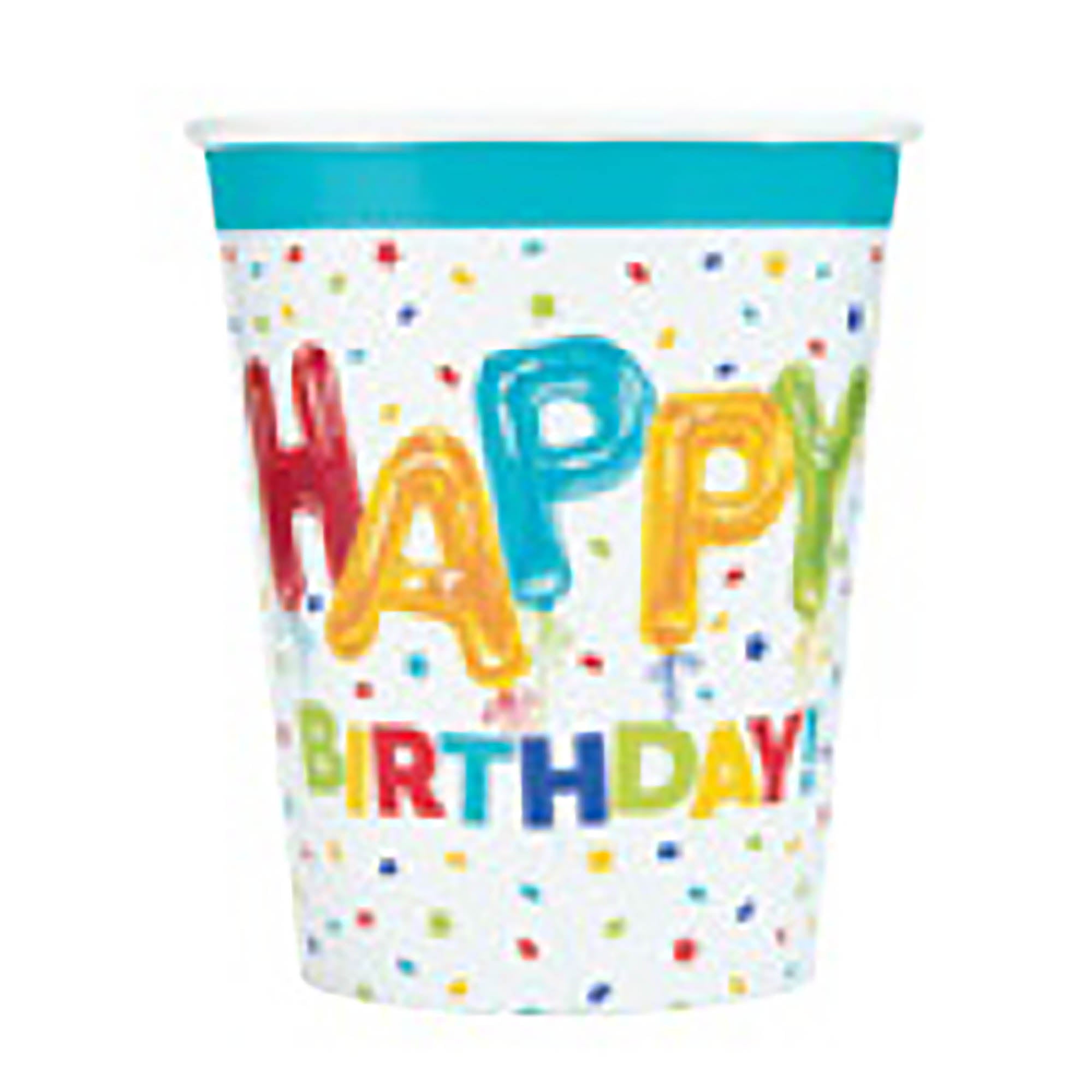 Happy Balloon Birthday 8 Paper Cups 9oz