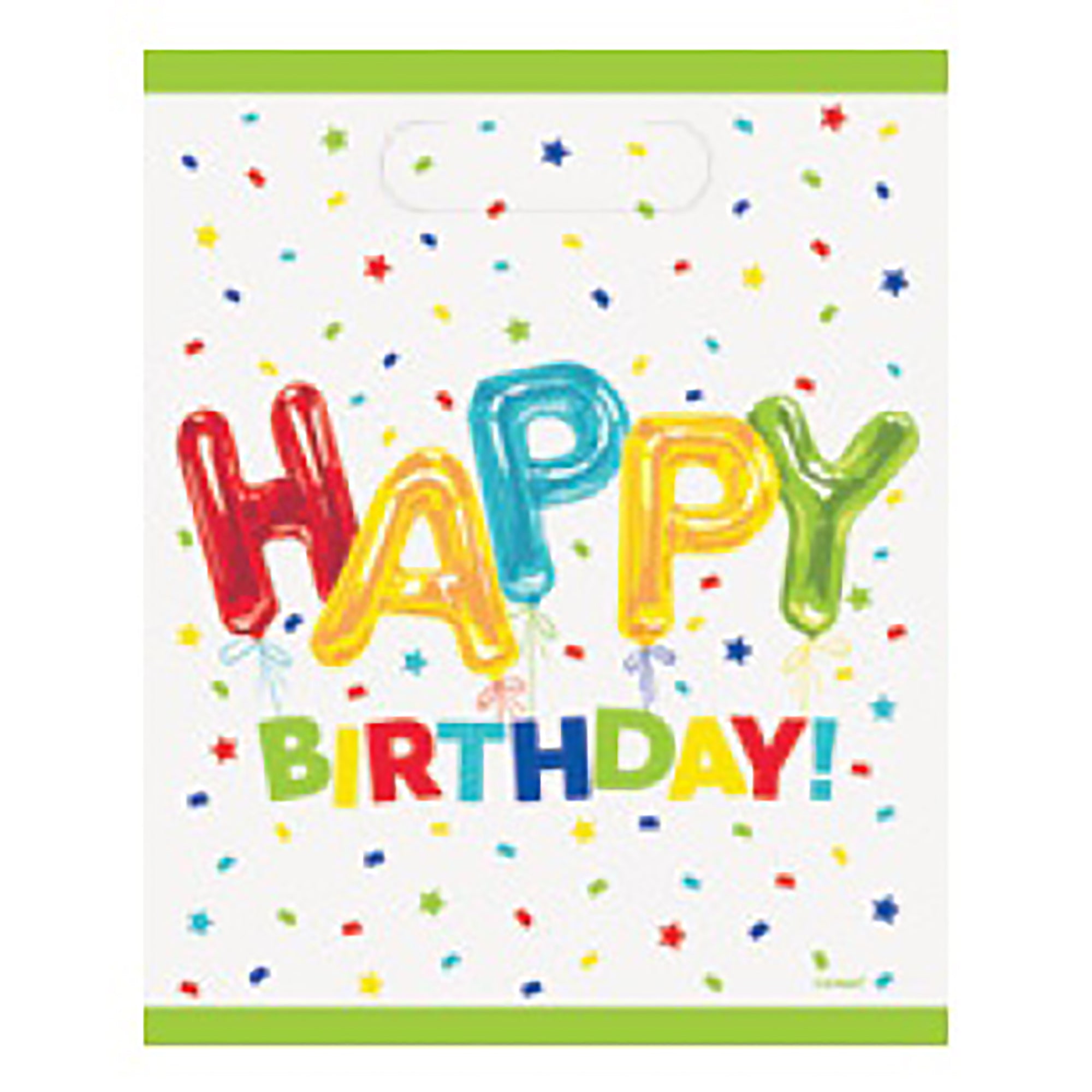 Happy Balloon Birthday 8 Plastic Loot Bags 7.25x9in