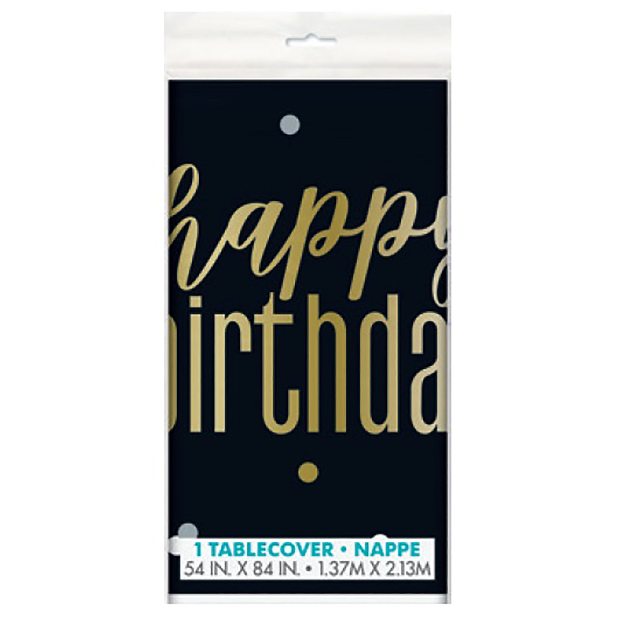 Metallic Happy Birthday Plastic Table Cover 54x84in
