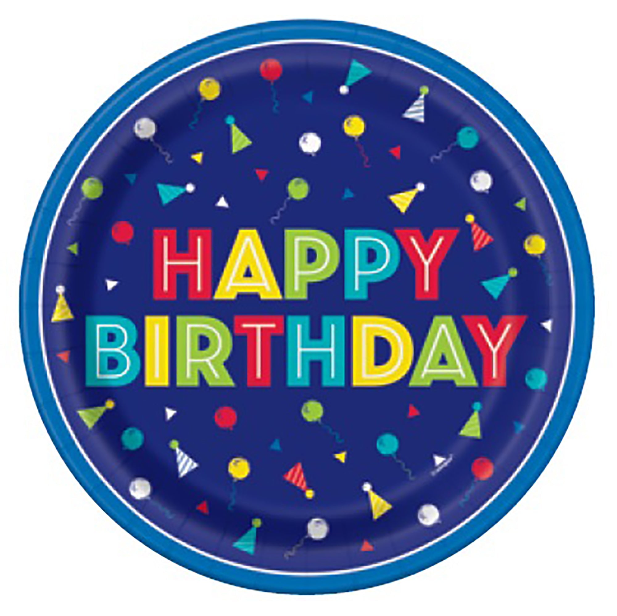 Preppy Birthday 8 Round Paper Plates 9in