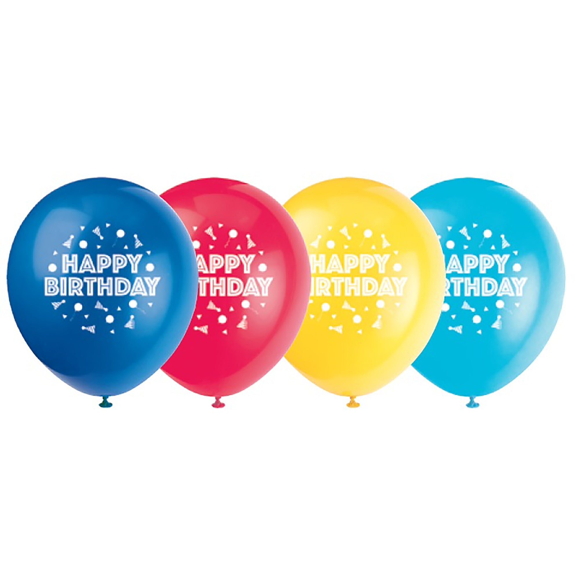 Preppy Birthday 8 Printed Latex Balloons 12in Assorted Colors
