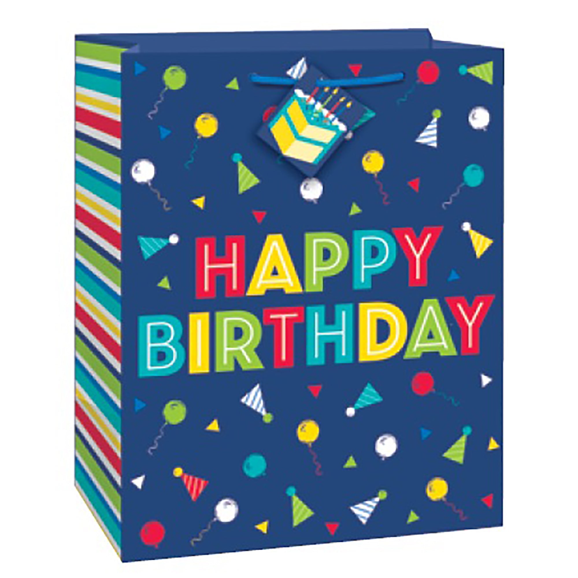 Preppy Birthday Gift Bag Large 10.5Wx13Hx5.5D in