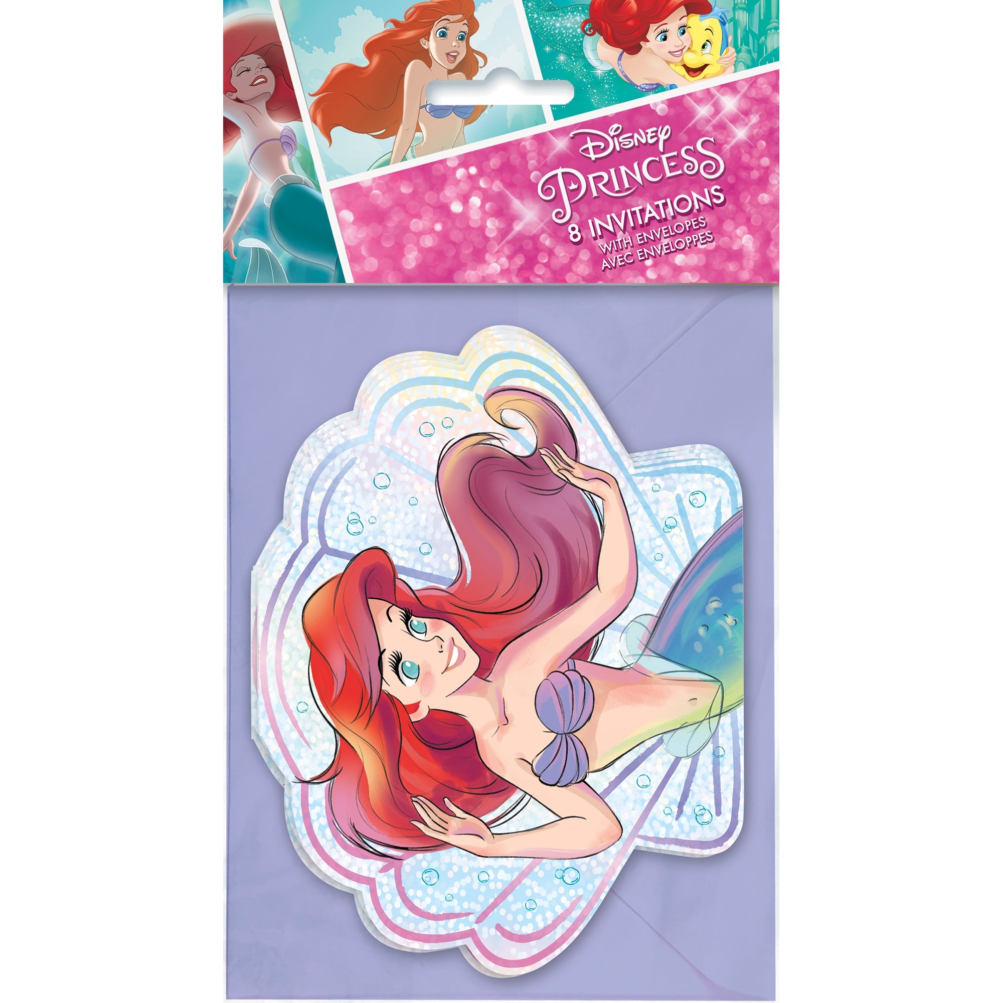 The Little Mermaid 8 Party Invitations with Envelopes