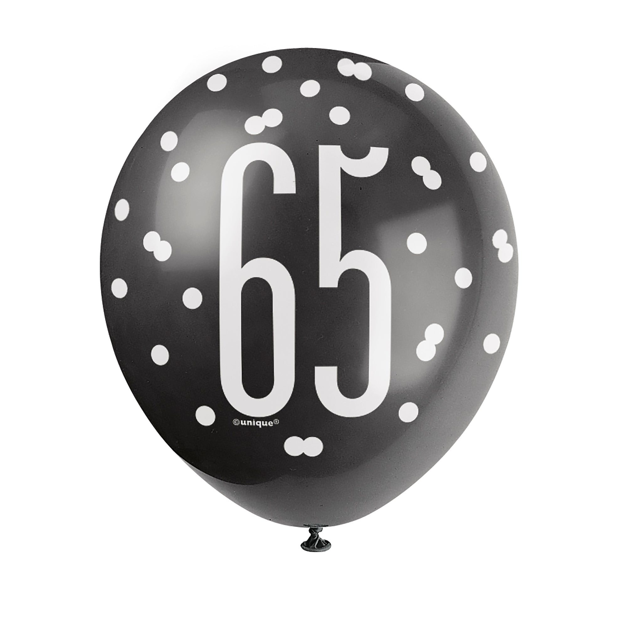 Age 65 6 Pearlized Latex Balloons 12in Black Silver and White