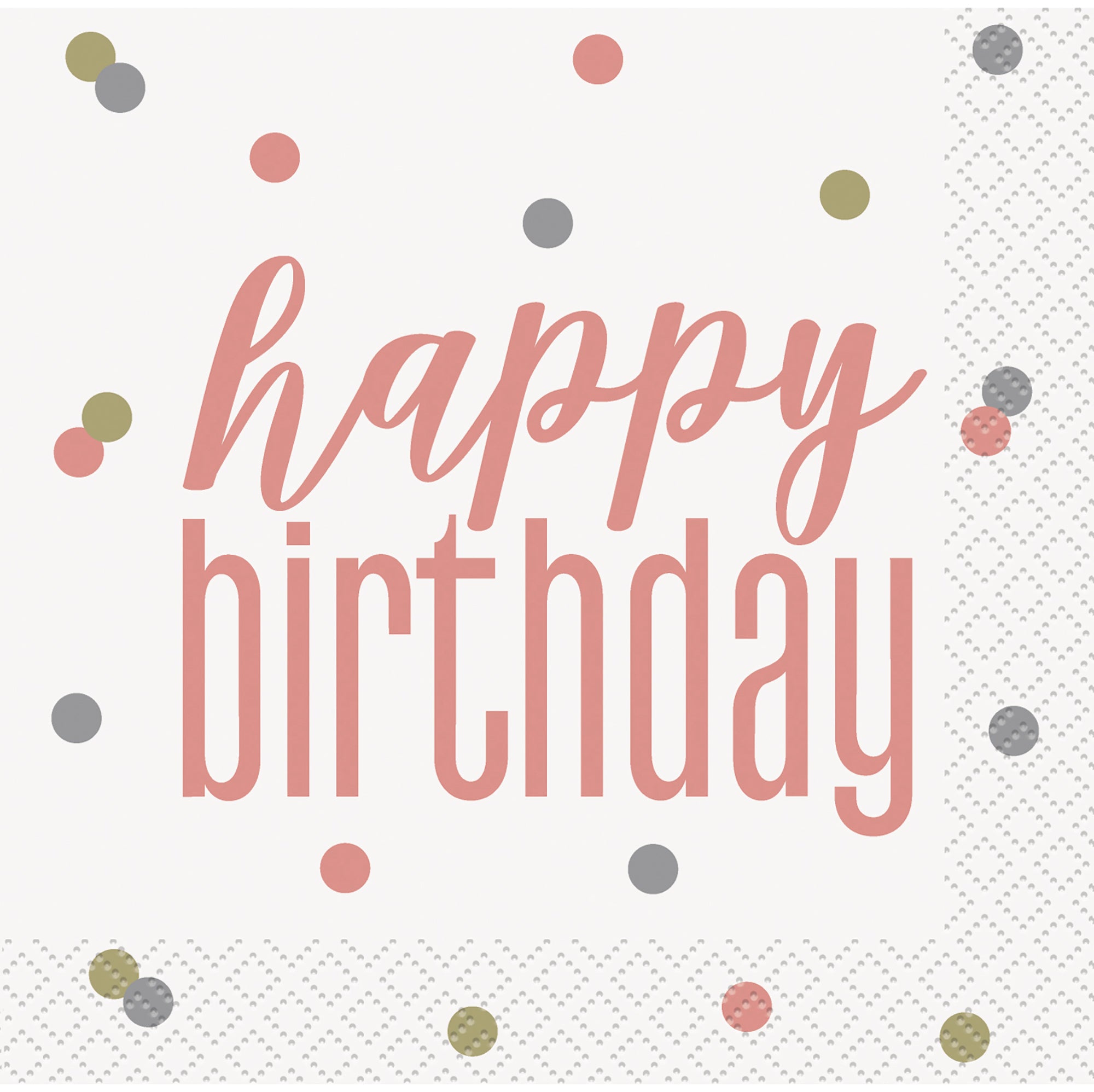 Happy Birthday Pink 16 Beverage Napkins 9.75x9.75in