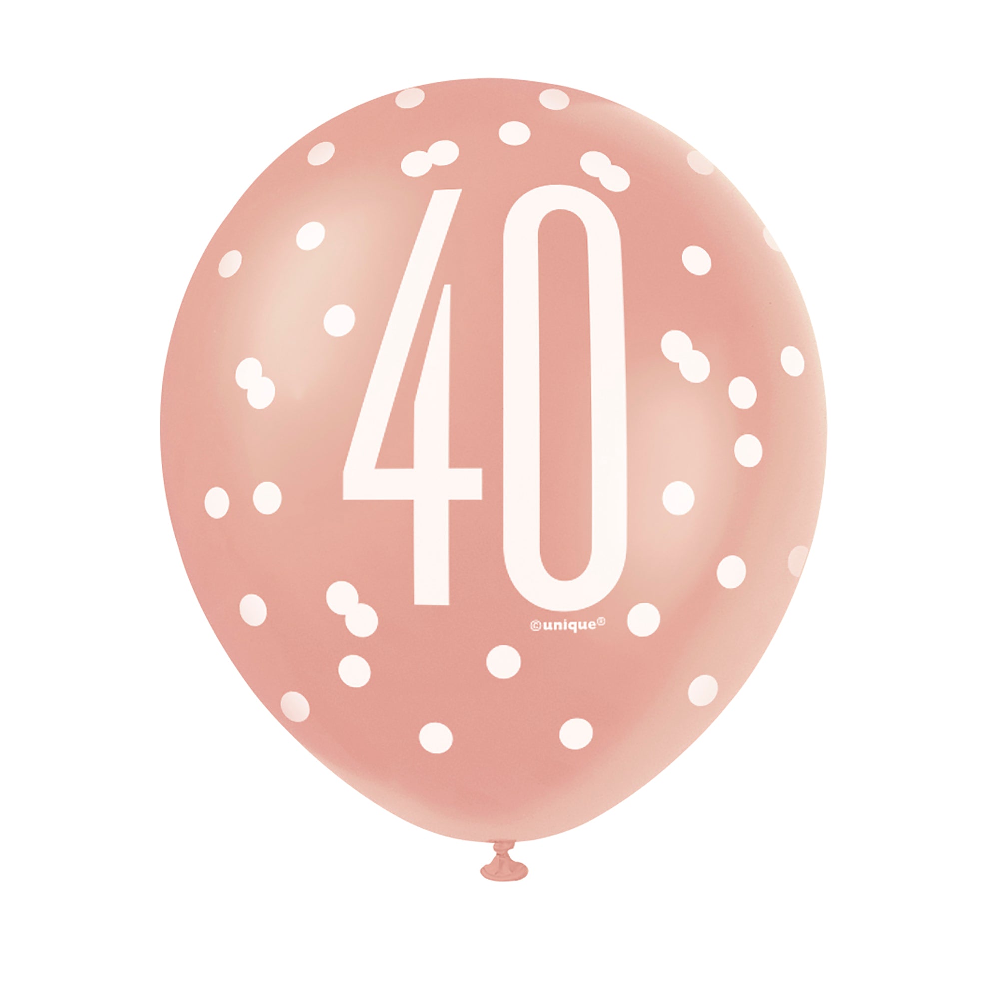 Age 40 6 Printed Latex Balloons 12in Pink and White