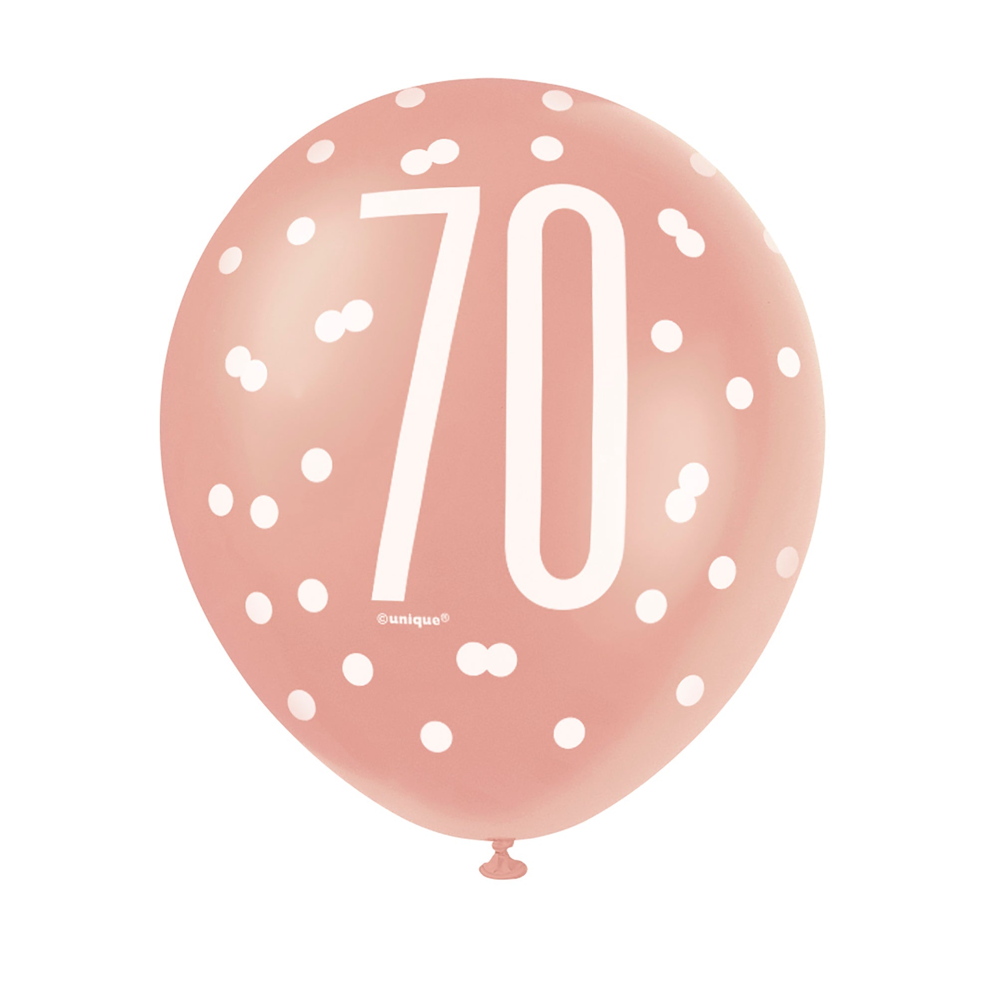 Age 70 6 Printed Latex Balloons 12in Pink and White