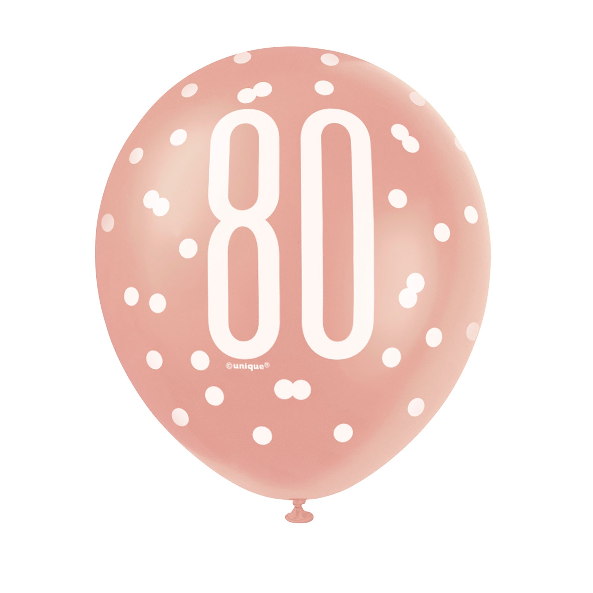 Age 80 6 Printed Latex Balloons 12in Pink and White