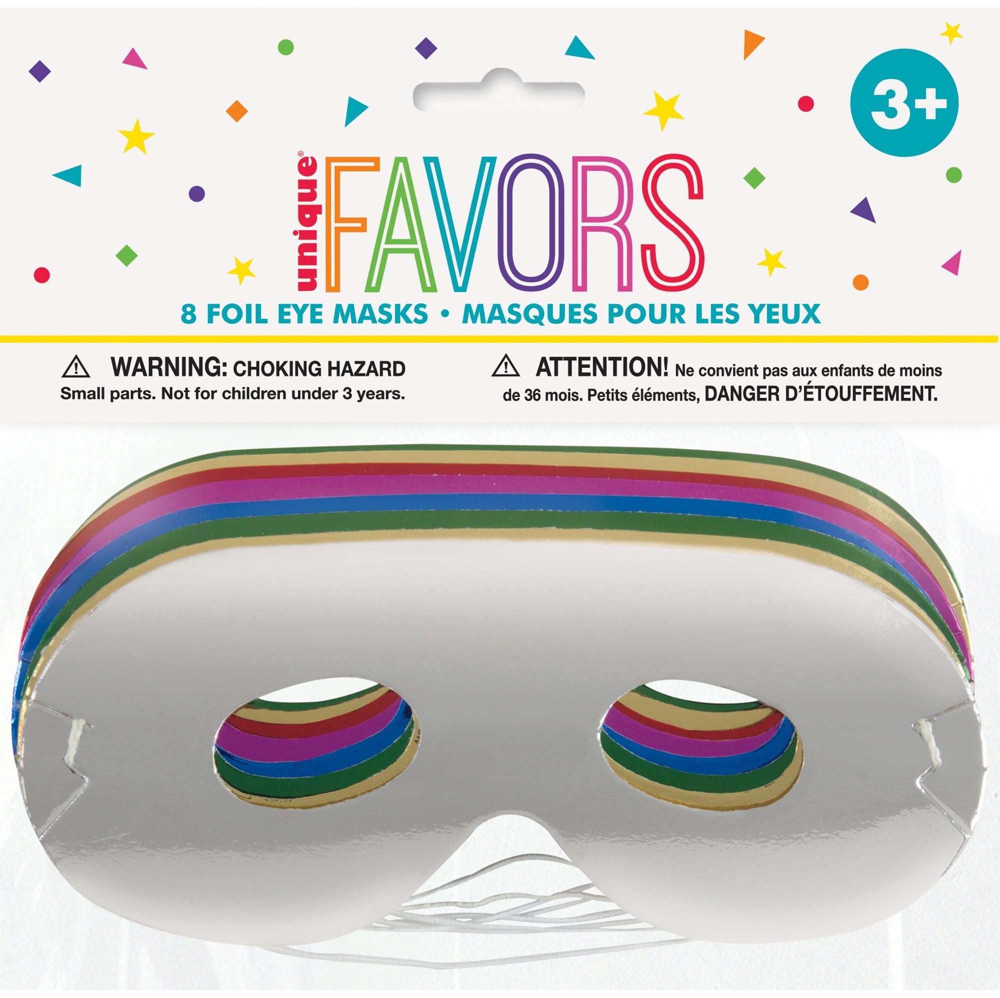 8 Foil Eye Masks Paper Assorted Colors