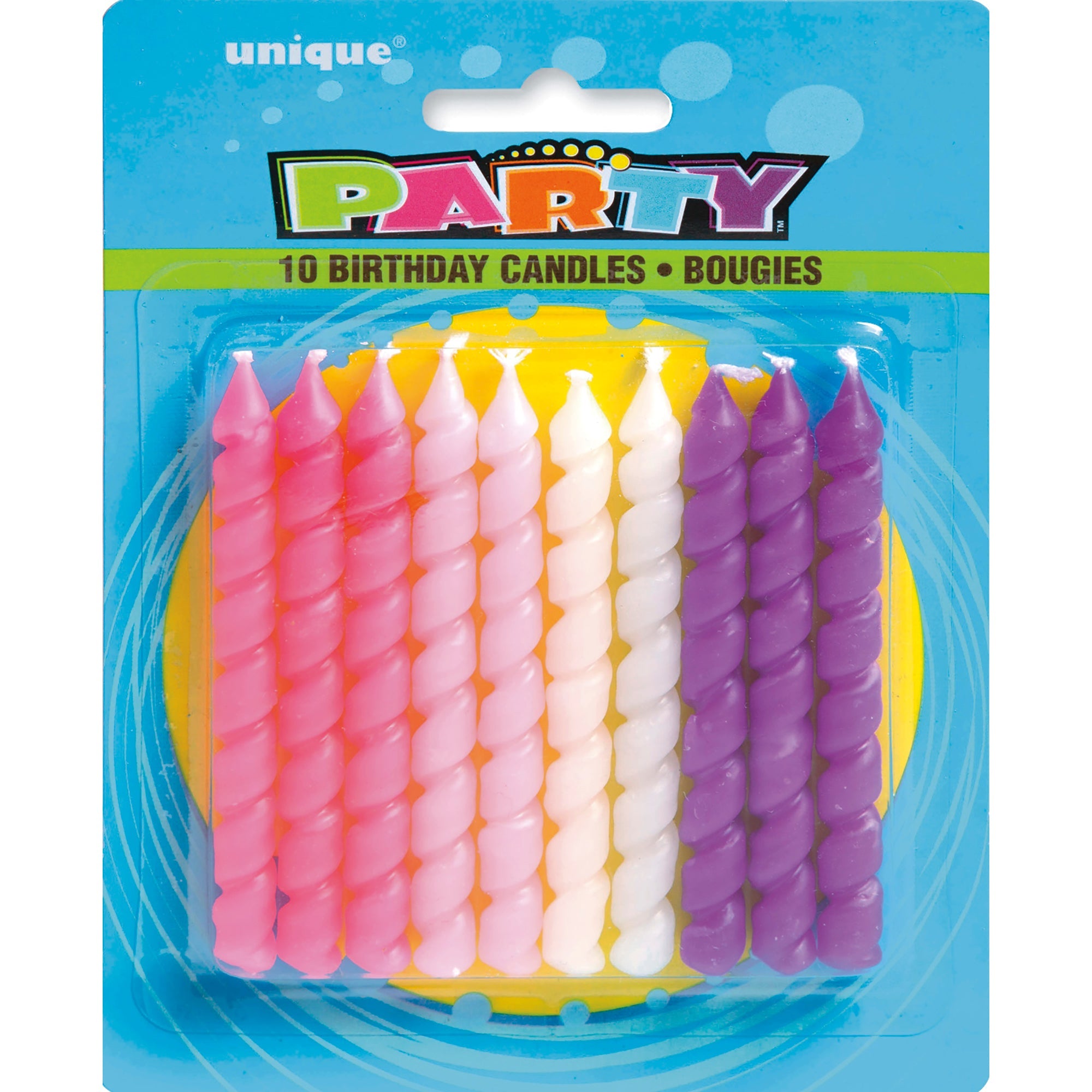 10 Pink and Purple Spiral Candles 3in
