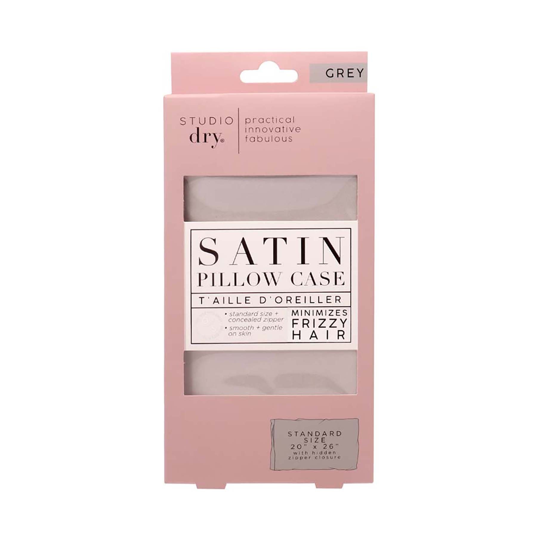 Studio Dry Light Grey Satin Pillowcase 100% Polyester 20x26in