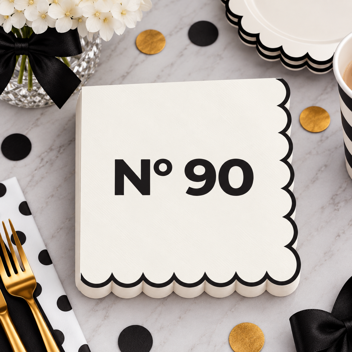 Oui Party Chic 90th Birthday 16 Luncheon Napkins 3-Ply