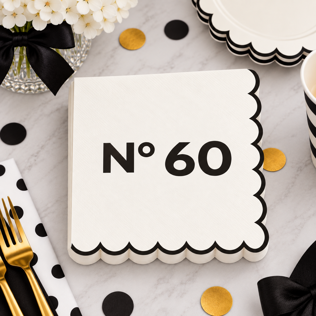 Oui Party Chic 60 ans 16 serviettes de table 3 plis