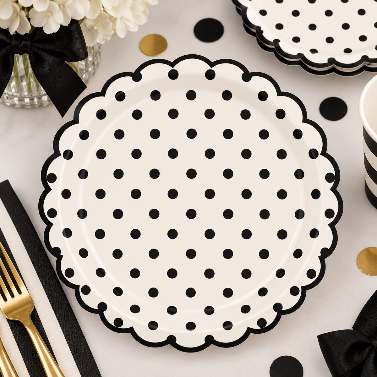 Oui Party Chic Polka Dot 8 Paper Plates 9in