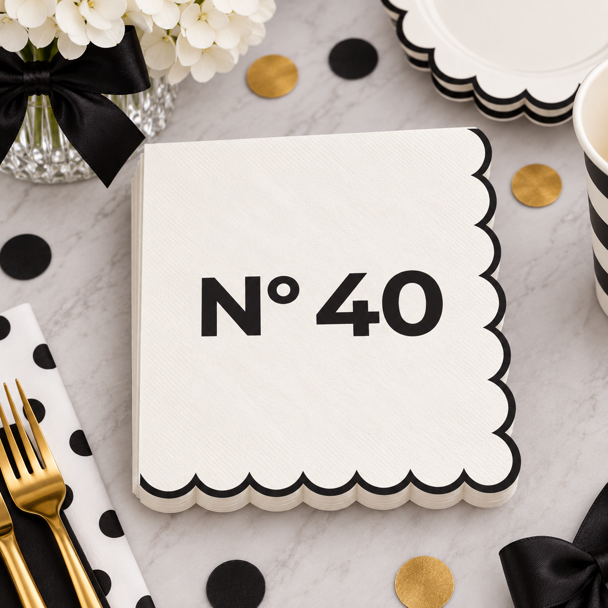 Oui Party Chic 40 ans 16 serviettes de table 3 plis