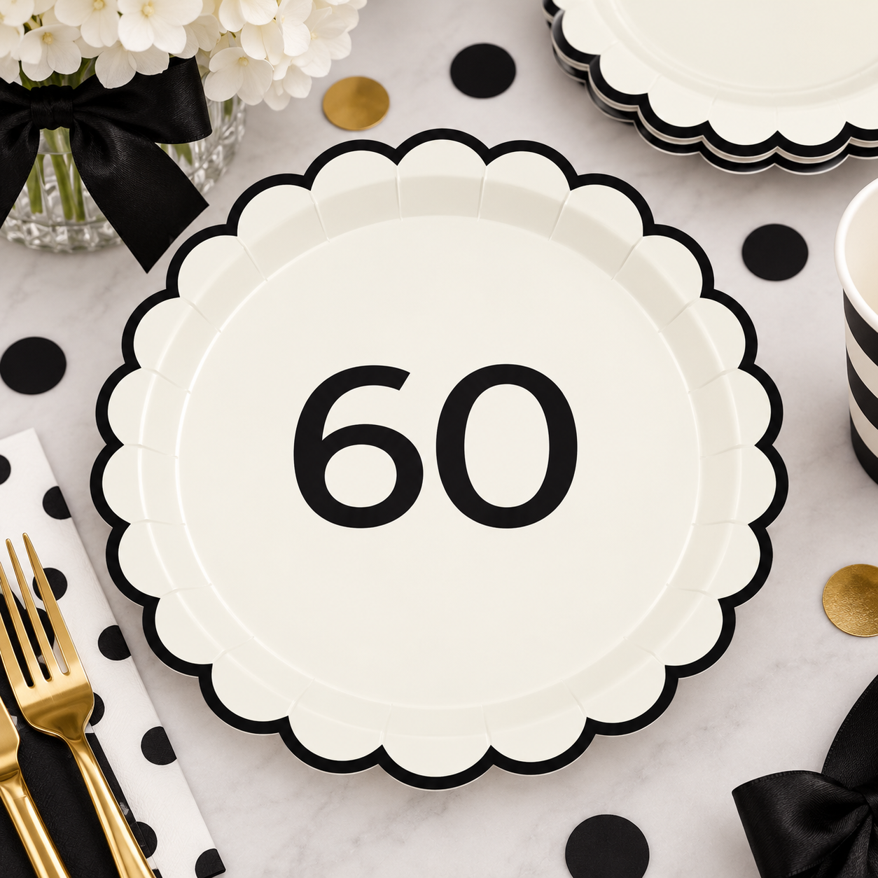 Oui Party Chic 60th Birthday 8 Paper Plates 9in