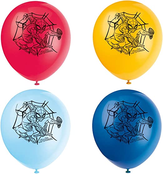 Spiderman 8 Printed Latex Balloons 12in Assorted Colors