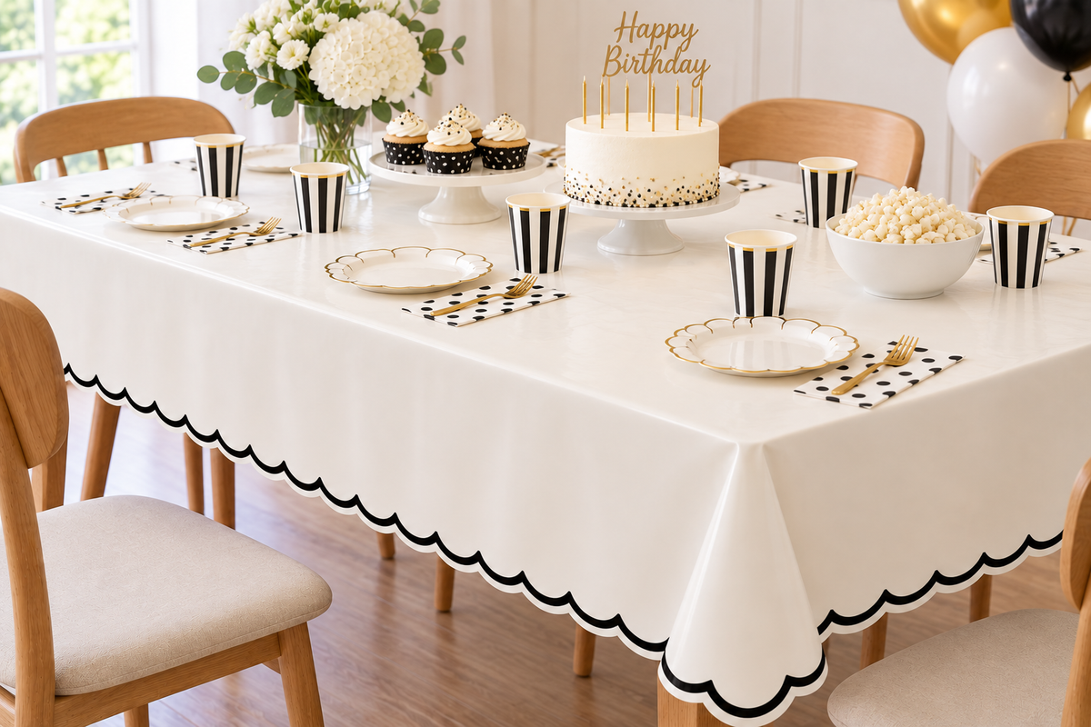 Oui Party Chic Plastic Table Cover 54x102in