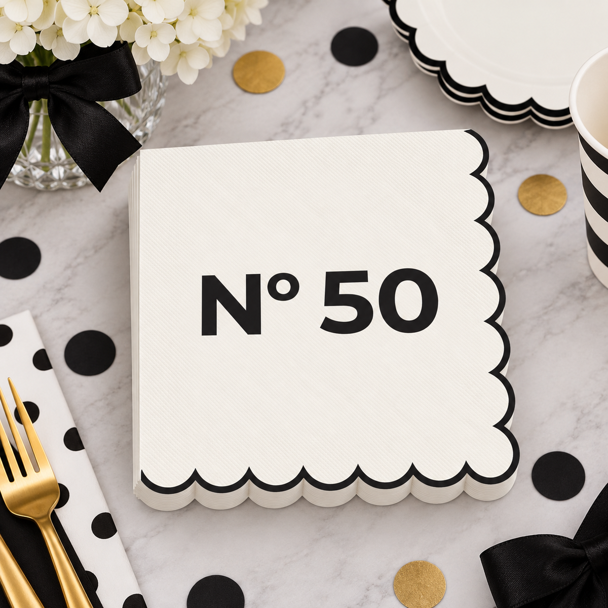 Oui Party Chic 50th Birthday 16 Luncheon Napkins 3-Ply