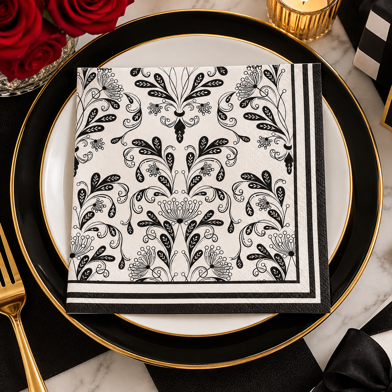 Oui Party Chic fleurie 16 serviettes de table 3 plis