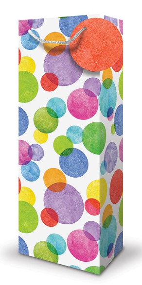 Mill Brook Bottle Gift Bag - Polka Dots 4.75W x14.25H x3.1D in 