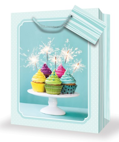 Mill Brook Gift Bag - Birthday Cupcakes Medium 7W x9H x4D in 