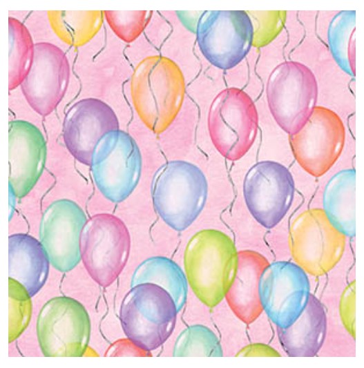 Mill Brook 2 Sheets Flat Wrap - Birhtday Balloons on Pink 19x27in each