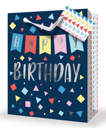 Rosedale Gift Bag - Happy Birthday Large 10.5W x12.75H x 5.5D in 