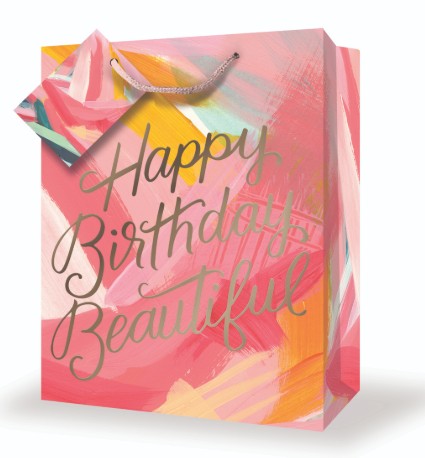 Rosedale Gift Bag - Happy Birthday Beautiful Large 10.5W x12.75H x 5.5D in 