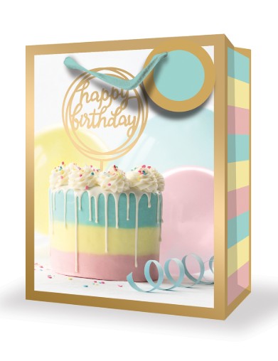 Rosedale Gift Bag - Happy Birthday Large 10.5W x12.75H x 5.5D in 