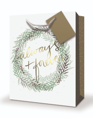 Rosedale Gift Bag - Weddings Always and Forever Large 10.5W x12.75H x 5.5D in 