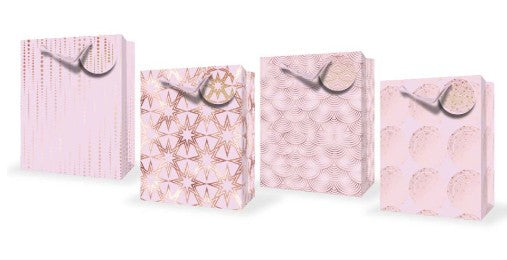 Rosedale Gift Bag - Pink with Foil Large 10.5W x12.75H x 5.5D in VRT 