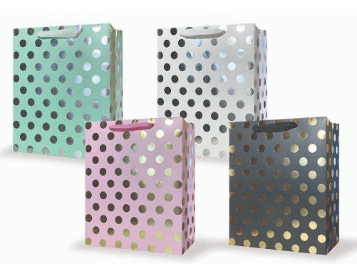 Rosedale - Polka Dot Foil Medium Gift Bag 9" x 4" x 7"