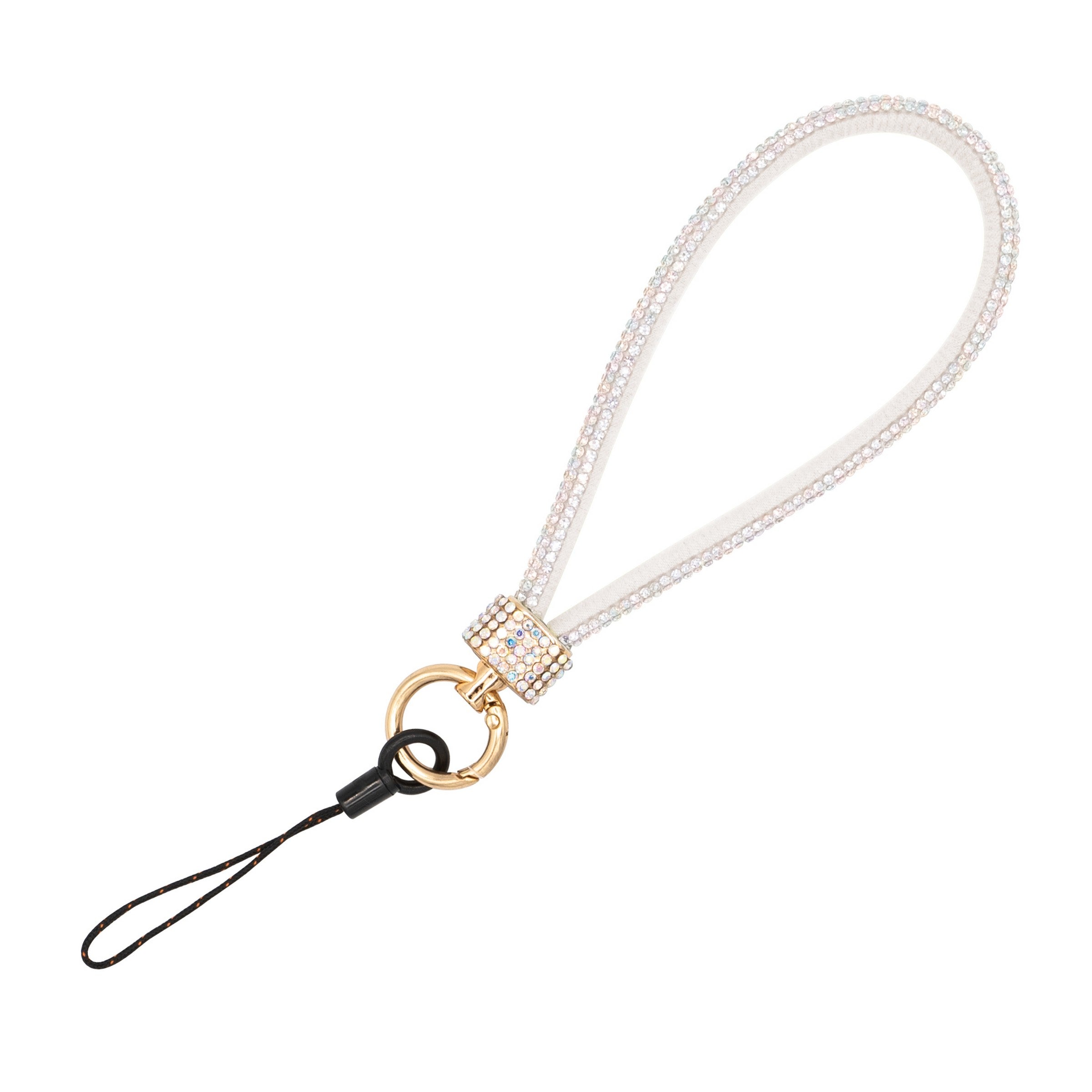 Wrist Phone Lanyard - Glitter Gemstone Style #1 Clear AB 15.5cm