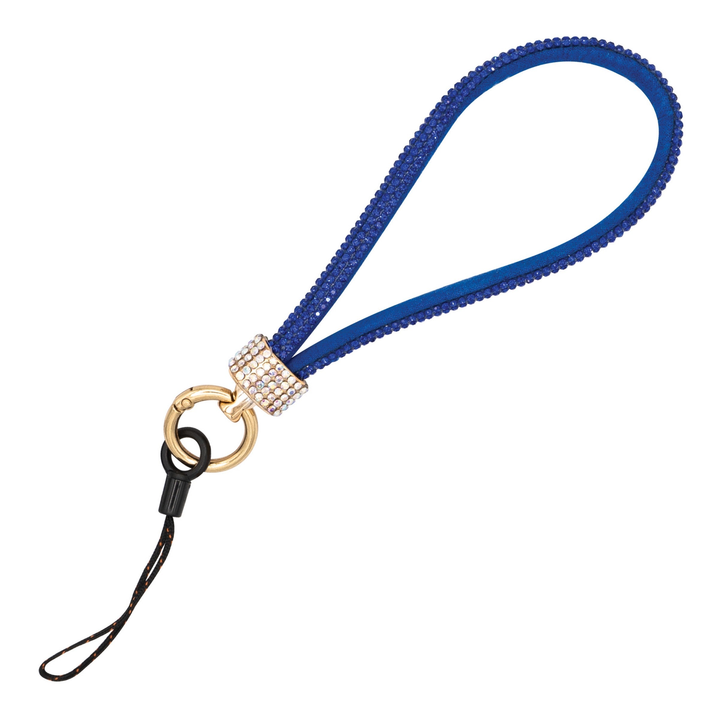 Wrist Phone Lanyard - Glitter Gemstone Style #8 Sapphire 15.5cm