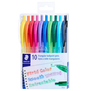 Staedtler 10 Retractable Triangular Ballpoint Pens