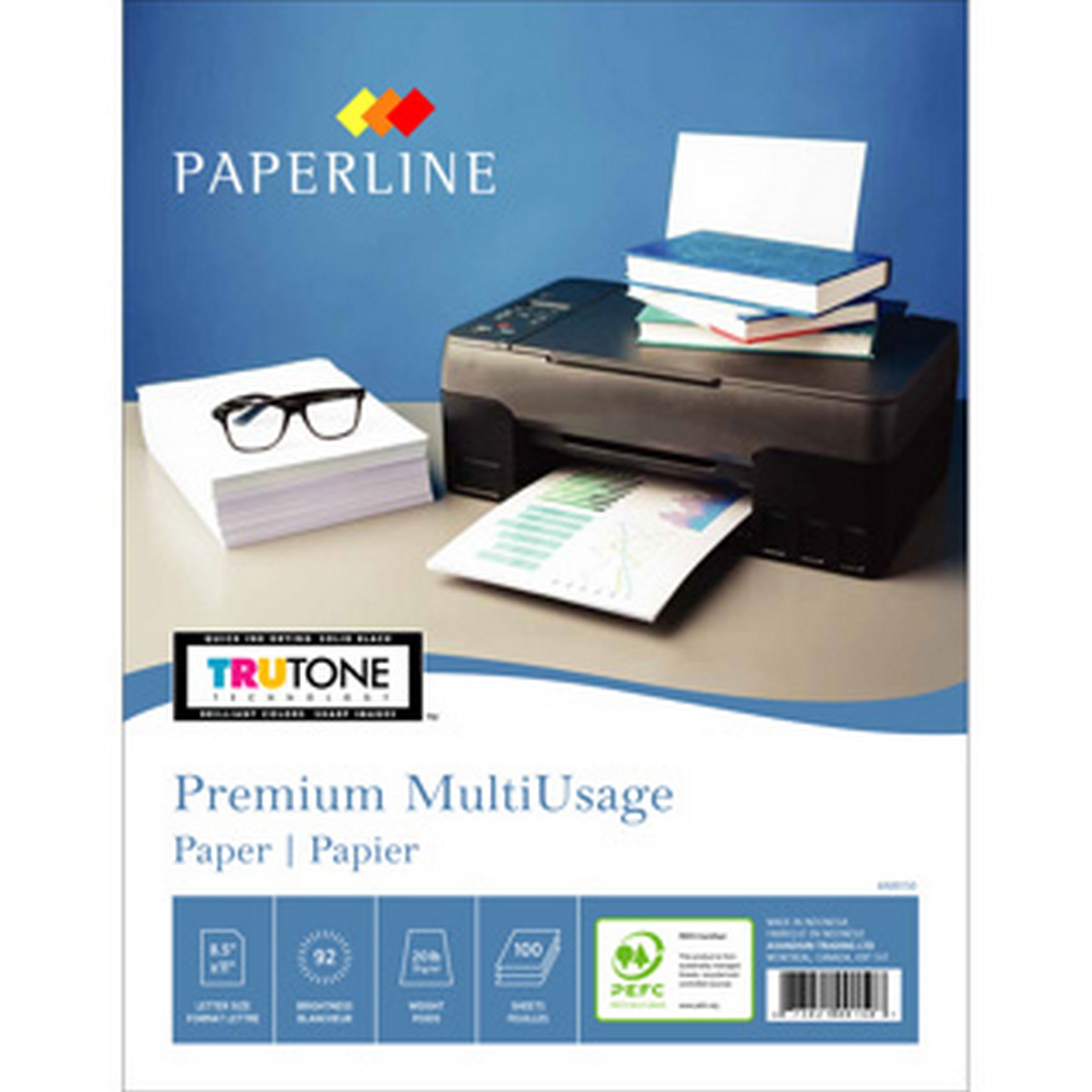 Paperline Papier pour Imprimante Multi-usage 100 Feuilles - Format Lettre